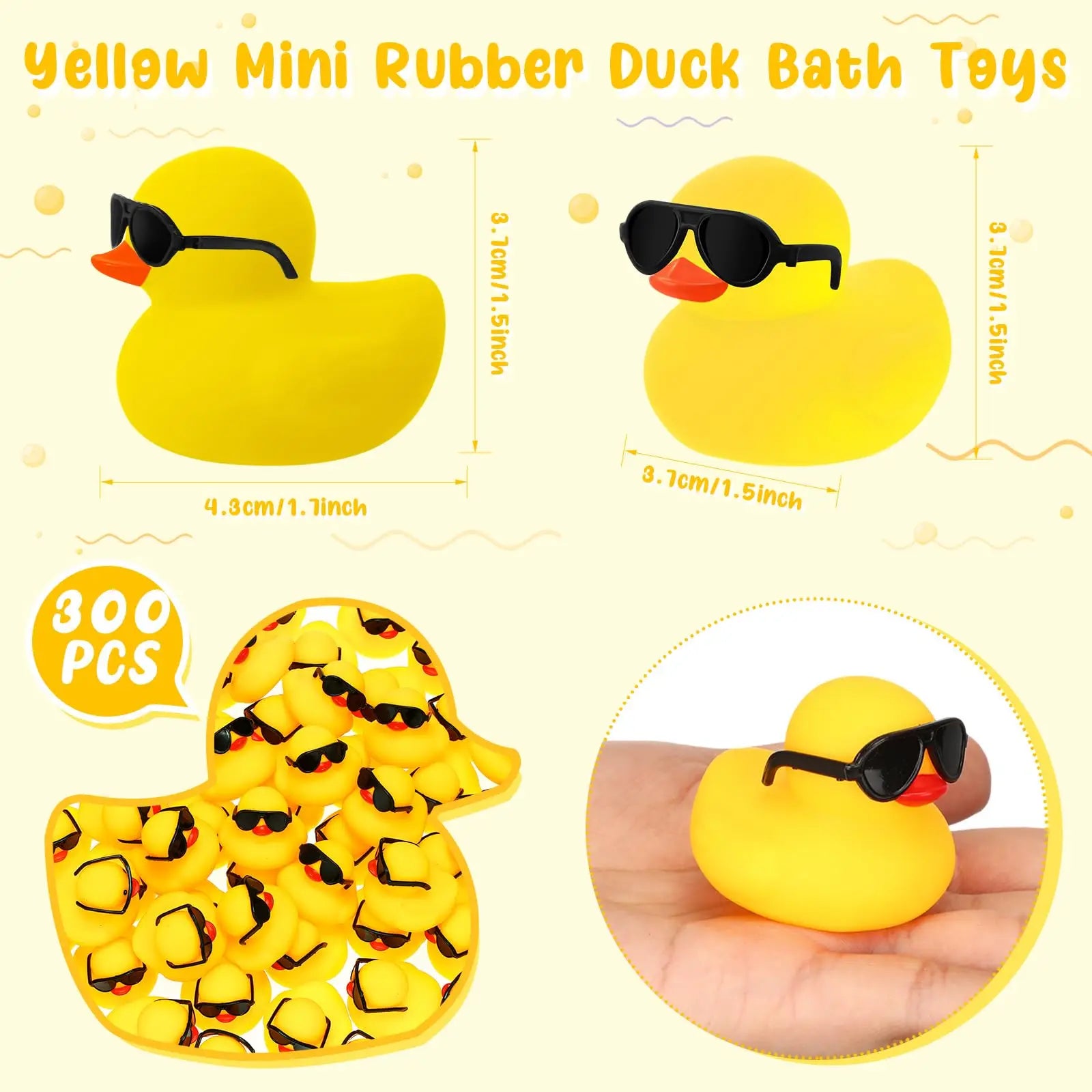 CowLost | product_id-10-200pcs-mini-rubber-duck-toys-with-sunglasses-squeak-float-party-favors-prizes-car-decor |4