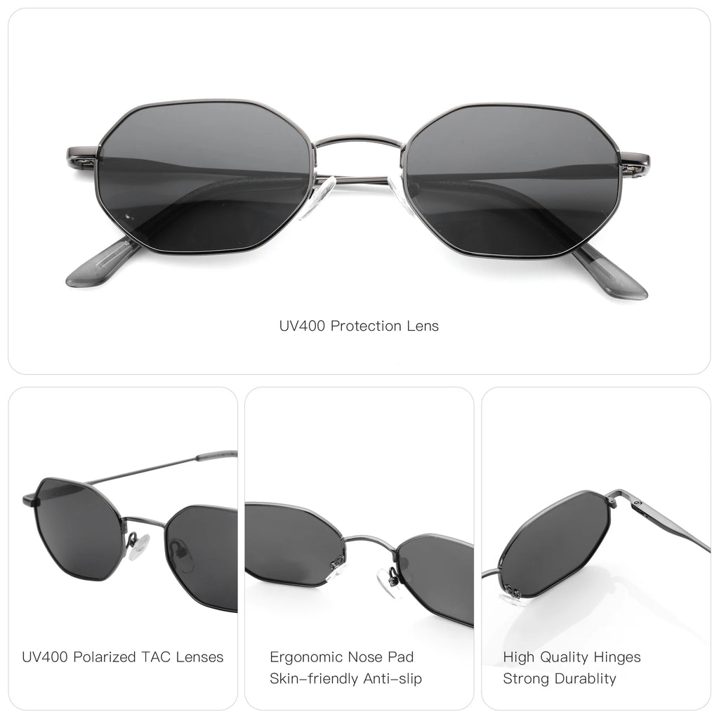 CowLost | zenottic-retro-small-polygon-polarized-sunglasses-women-metal-uv400 |3