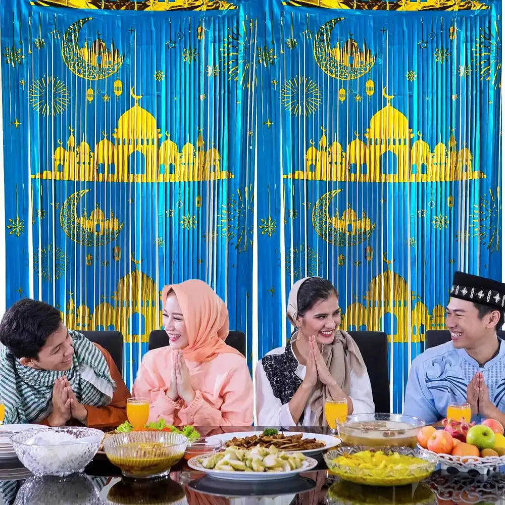 CowLost | eid-mubarak-foil-curtain-backdrop-metallic-tinsel |5