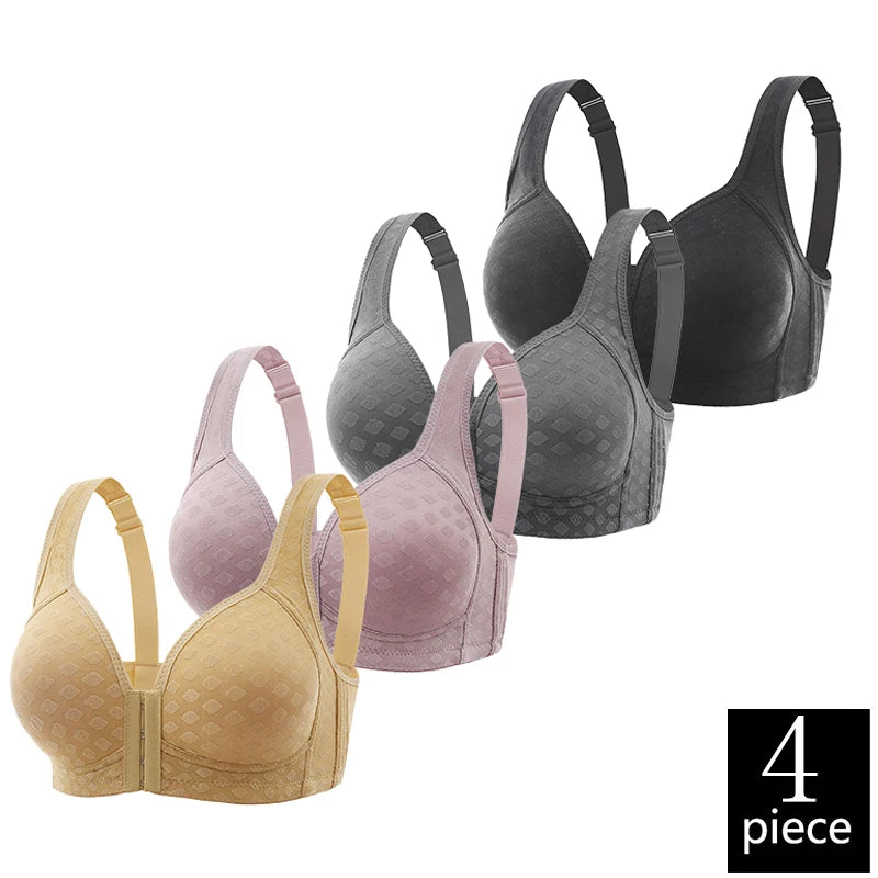 CowLost | product_id-fallsweet-4pcs-plus-size-seamless-wireless-front-closure-push-up-bras-for-women |8