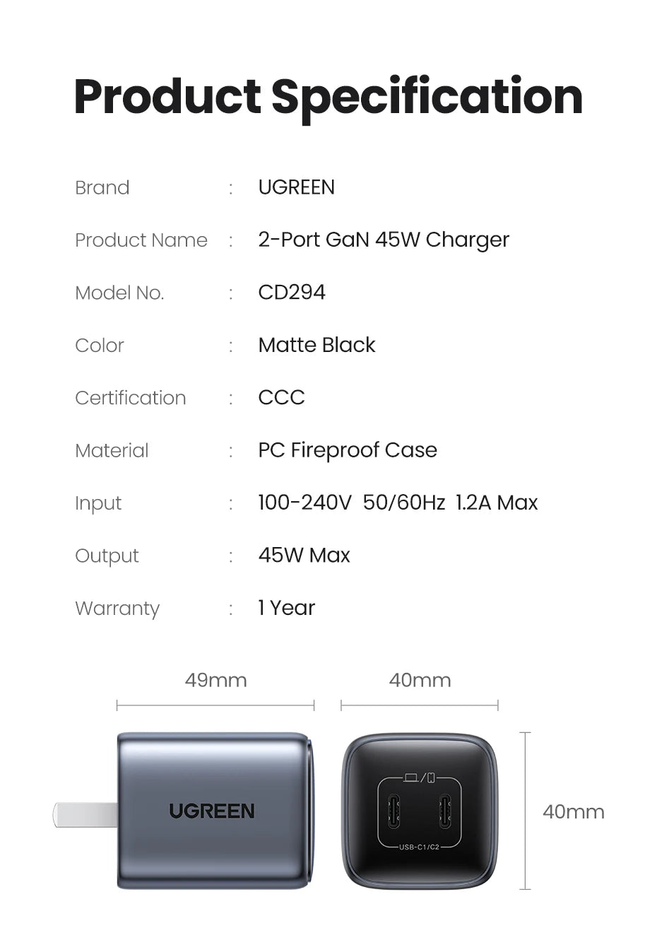 CowLost | ugreen-gan-45w-usb-charger-pd-qc-3-0-fast-charger |20