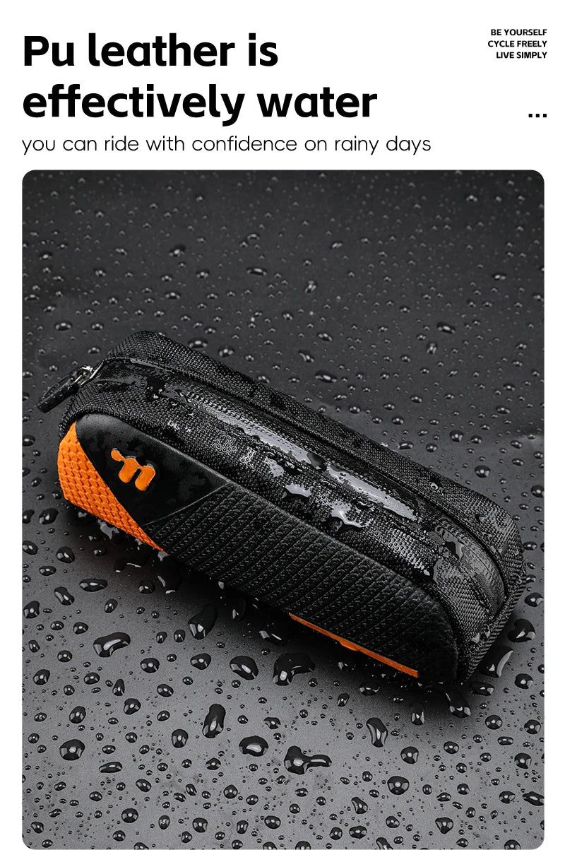 CowLost | west-biking-mini-bike-bag-0-6l-portable-bicycle-top-tube-bag-pu-waterproof-lightweight-triangle-bag-mtb-road-bike-accessories |17