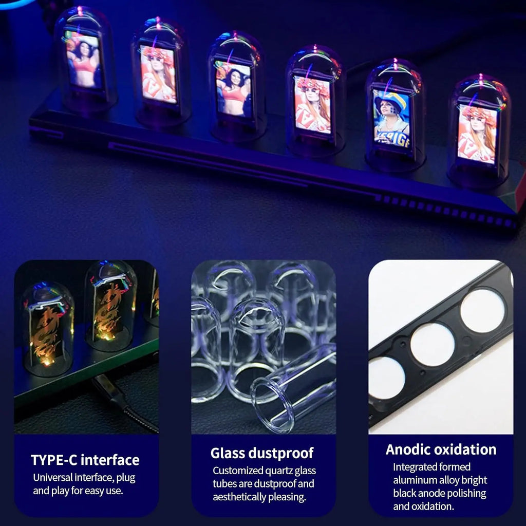 Mexllex Nixie Tube RGB Retro Digital Clock with Wi-Fi, APP Control, IPS Glow, Weather Mode