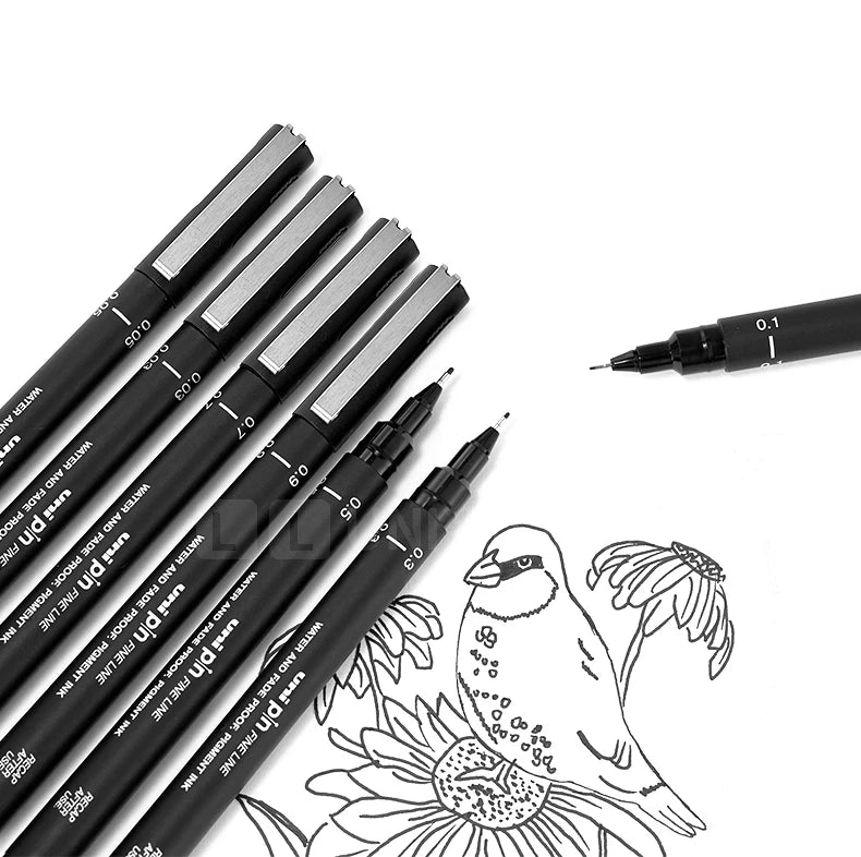 CowLost | 3-6-12pcs-japan-uni-pin-200-hook-drawing-pens-multi-specification-black-needle-pen-manga-design-drawing-stationery-art-supplies-1 |12