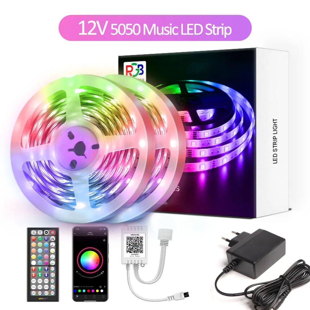 Mexllex RGB LED Strip Light 30M/20M/15M Flexible Tape DC 24V/12V APP & Remote Music Sync