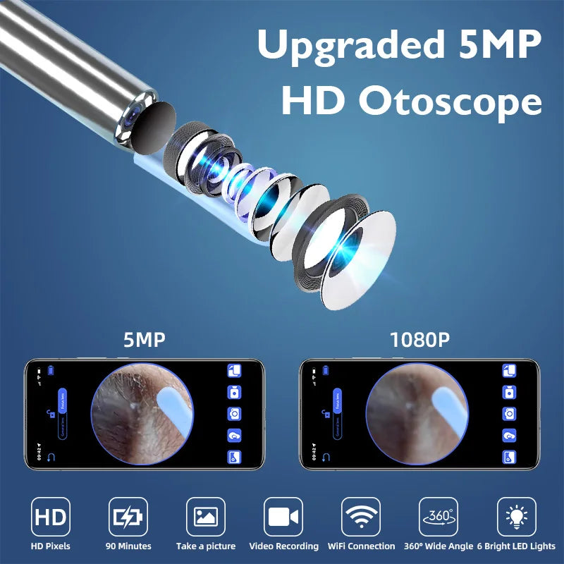 CowLost | 3d-printer-accessories-kerui-5mp-wireless-visual-ear-otoscope-endoscope-earwax-removal-tool |7