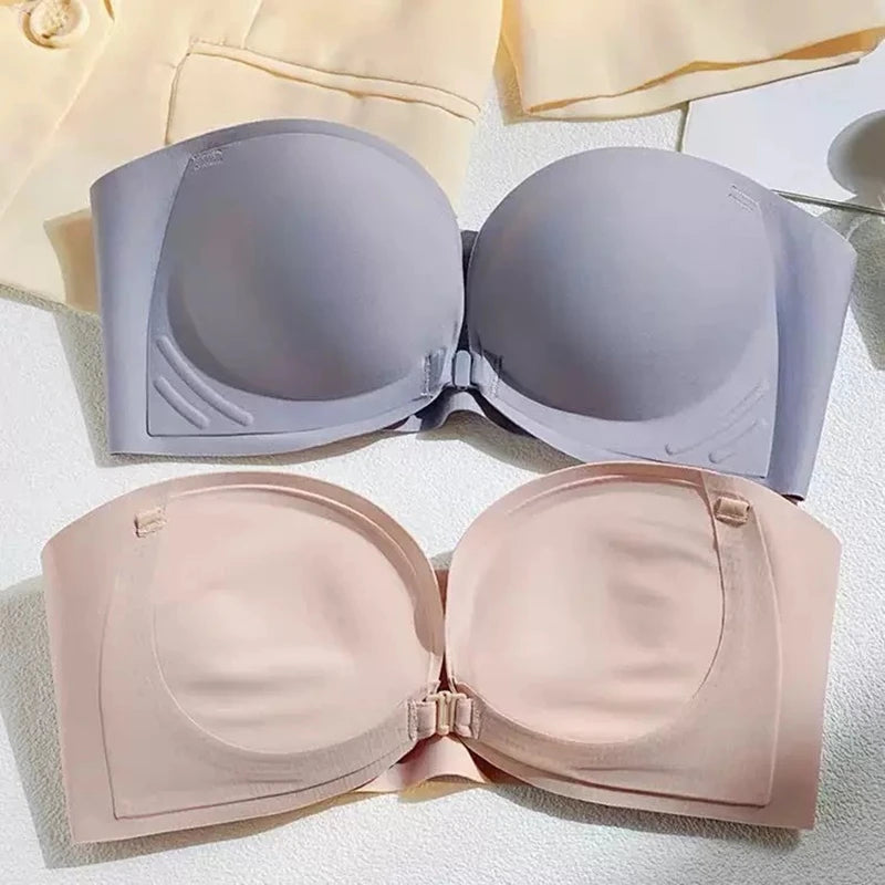 CowLost | product_id-strapless-wireless-front-buckle-push-up-bra-for-women-seamless-non-slip-traceless |3