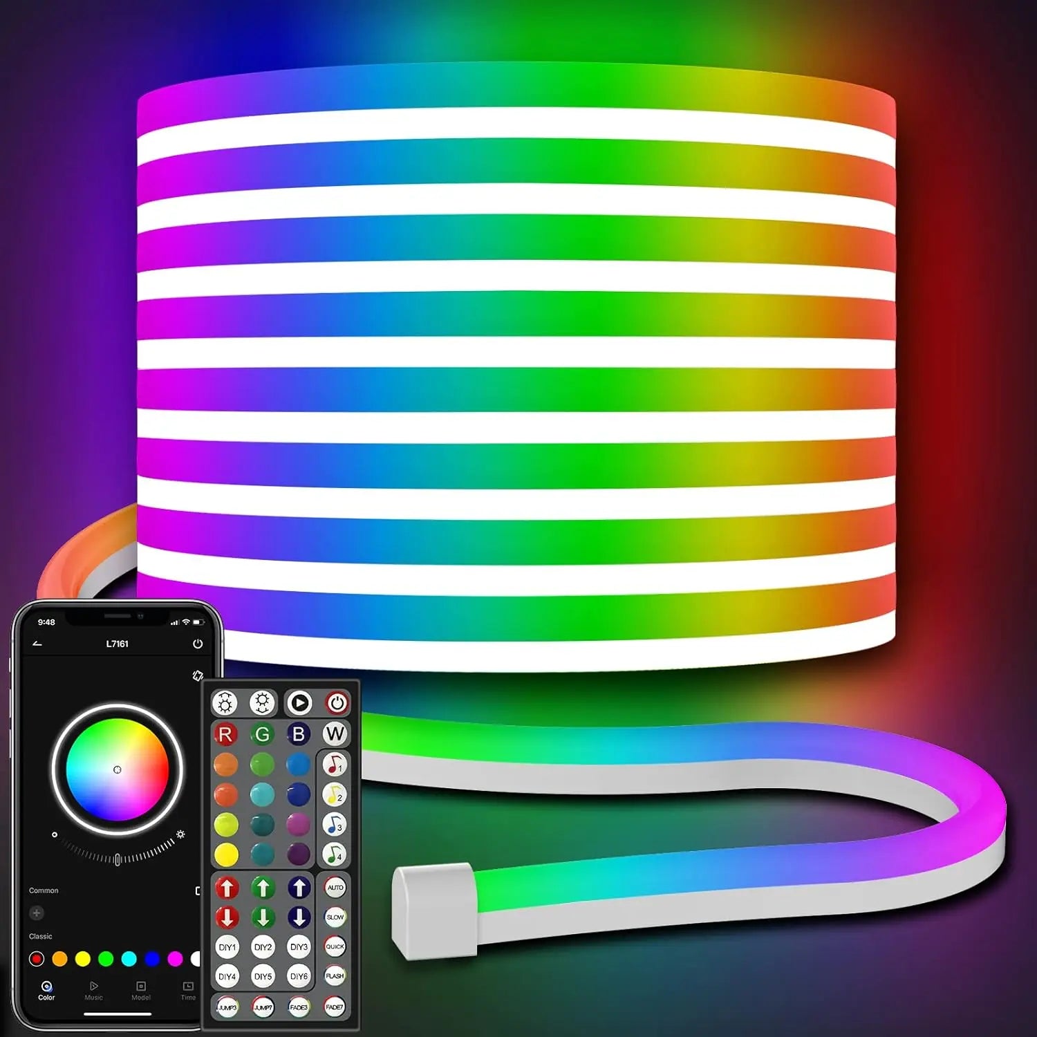 Mexllex 30M/20M RGB Neon Light Strip Waterproof with APP & Remote, Music Sync for Bedroom & Outdoors