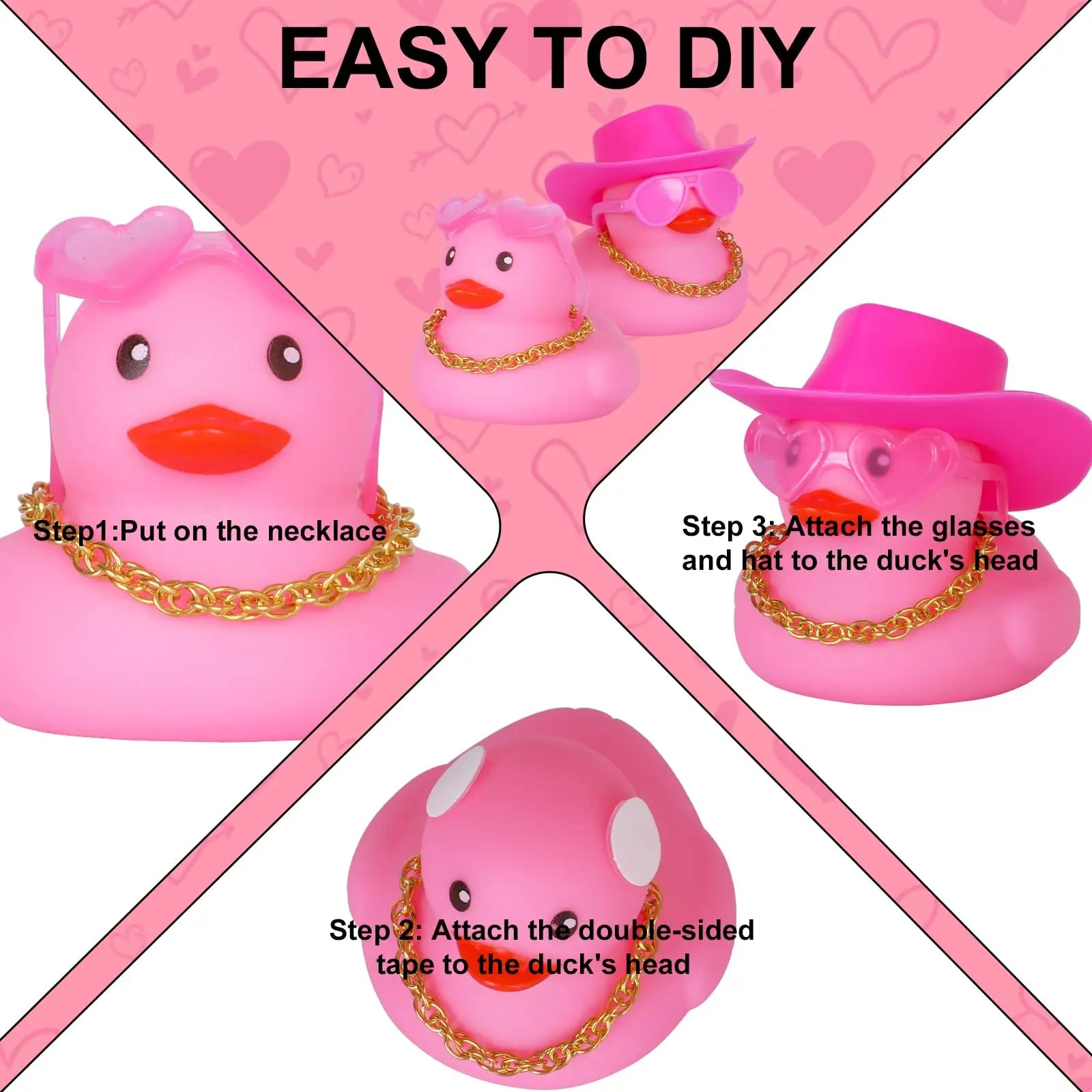 CowLost | product_id-12-24-48pcs-valentine-mini-pink-cowboy-jeep-rubber-ducks-for-party-favors-and-dashboard-decor |6