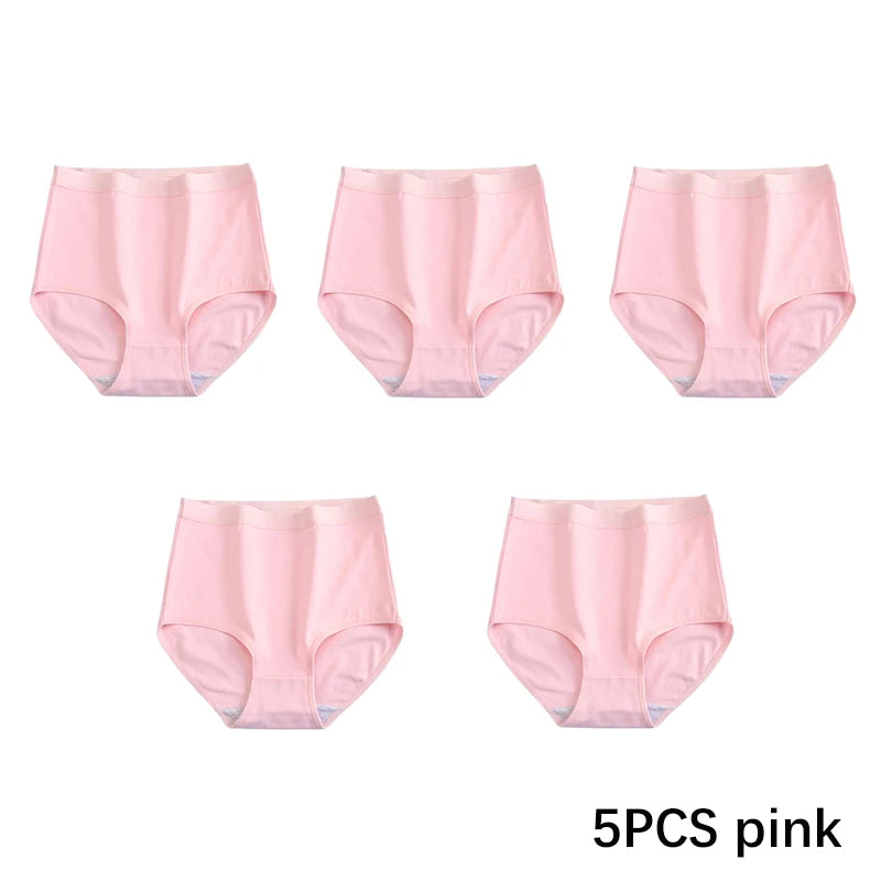CowLost | product_id-fallsweet-5pcs-women-s-plus-size-cotton-seamless-solid-briefs |7
