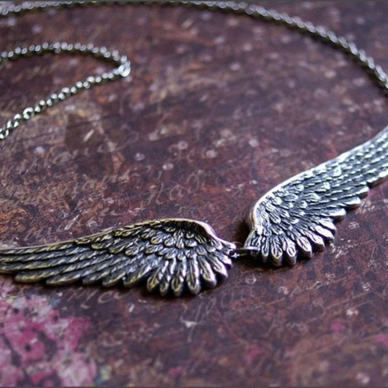 Vintage Angel Wing Feather Pendant Choker Necklace for Women Wedding Tribal Jewelry