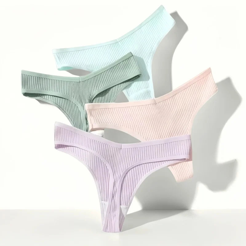 CowLost | product_id-5pcs-womens-cotton-low-rise-v-shape-g-string-thongs-solid-colors-m-xxl |1