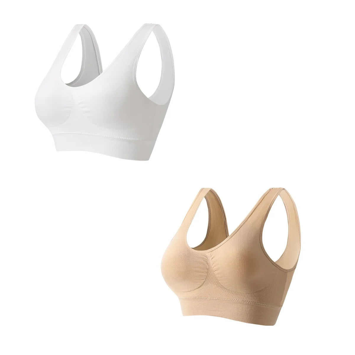CowLost | product_id-2pcs-wireless-push-up-seamless-sports-bras-plus-size-crop-tops-for-women |8