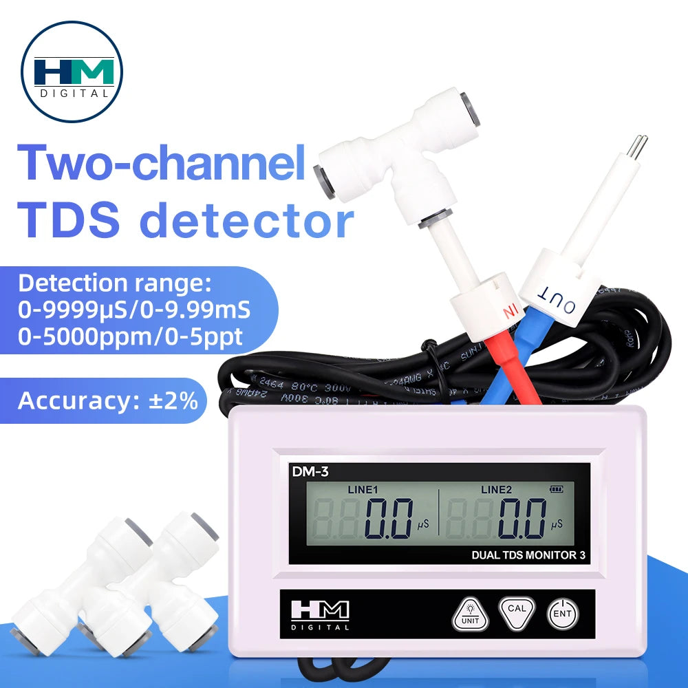 HM Digital Online Dual Channel TDS EC Meter LCD Water Quality Tester for Pool Laboratory