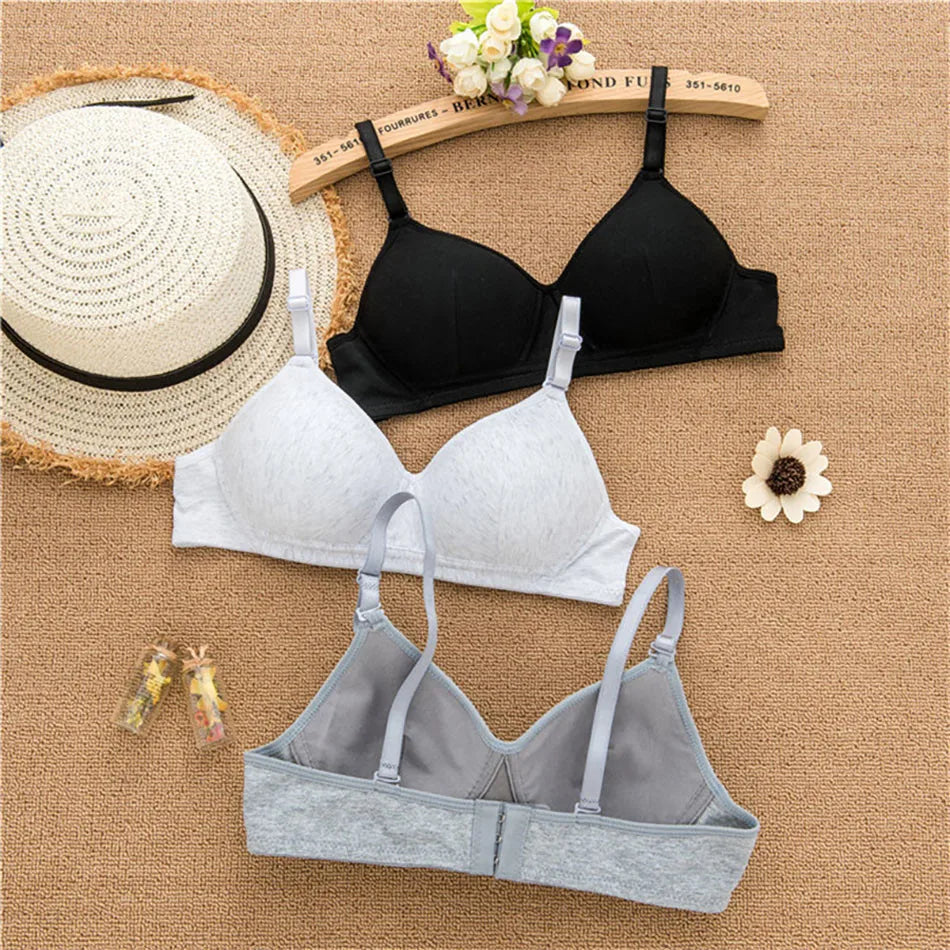 CowLost | product_id-girls-wireless-training-bra-with-detachable-straps-soft-solid-color-teens-bralette |9