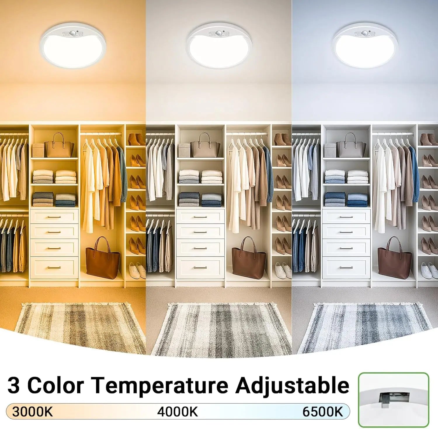 Rechargeable Ceiling LED Light with Remote, 3 Modes, Dimmable, Motion Sensor – 1 or 2 Pack