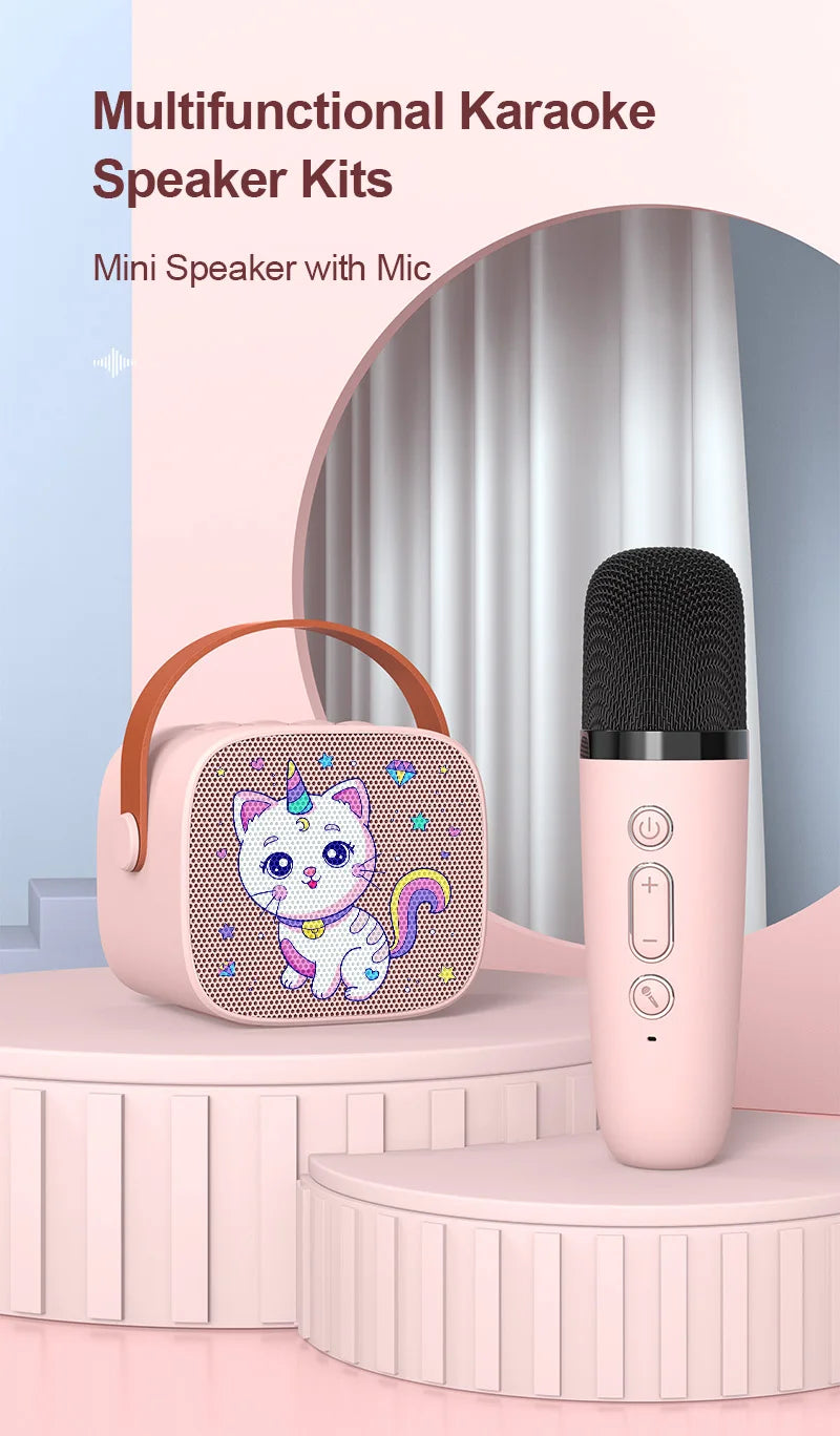 CowLost | game-timers-portable-mini-cartoon-cat-bluetooth-karaoke-speaker-with-microphone |6