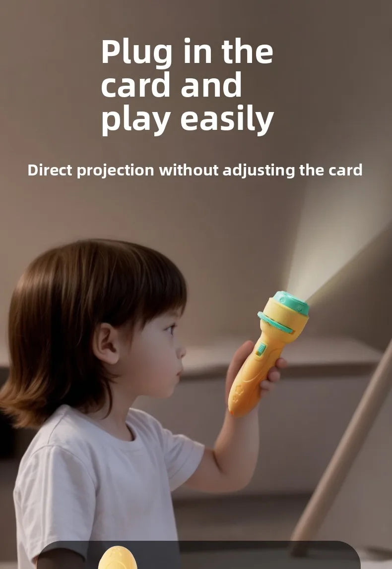 Christmas Cartoon Projection Flashlight Toy with 3-10 Cards for Kids Bedtime Stories