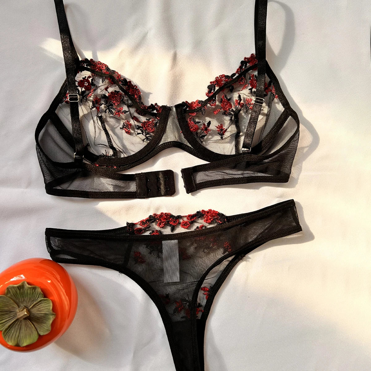 CowLost | pink-sexy-lingerie-woman-lace-transparent-underwear-fairy-embroidery-brief-sets |9