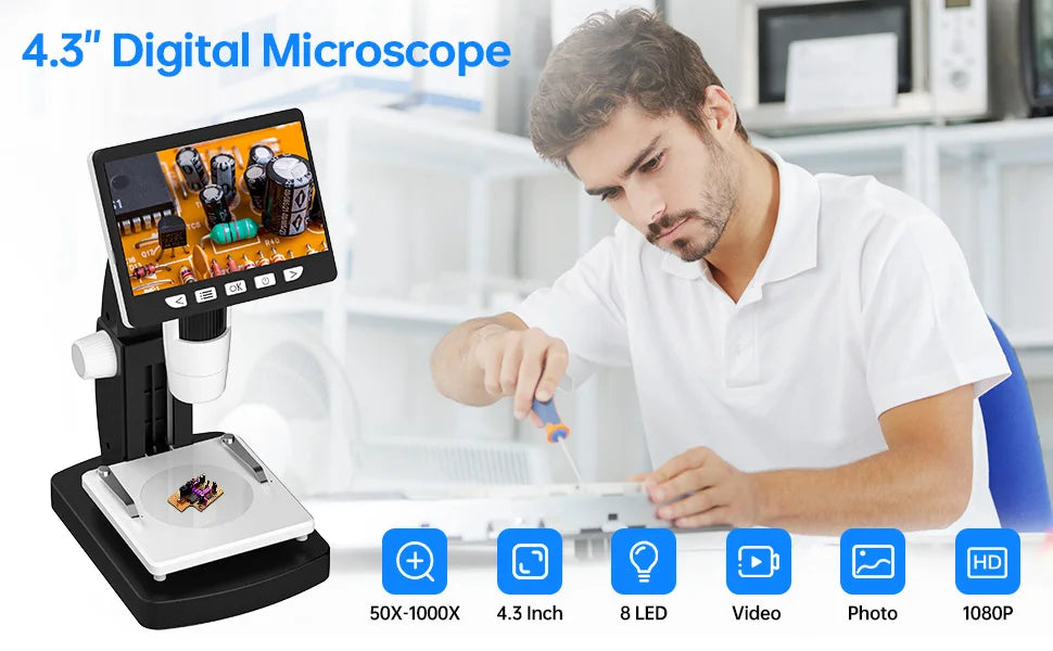CowLost | product_id-1080p-4-3-lcd-digital-microscope-1000x-magnification-with-adjustable-carrier-table-for-pcb-repair-and-welding |7