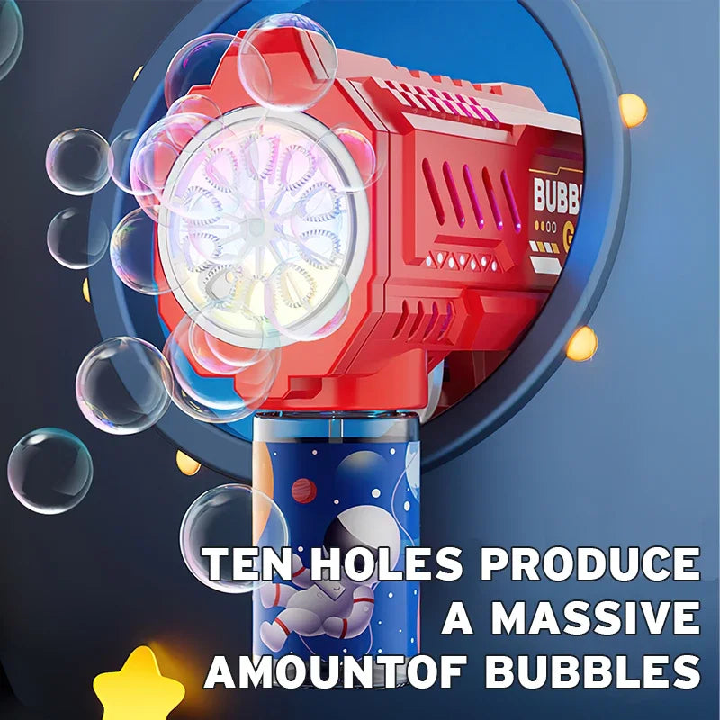 Automatic Bubble Gun Rocket Blower with Bubble Liquid Toy for Kids Outdoor Beach Gifts