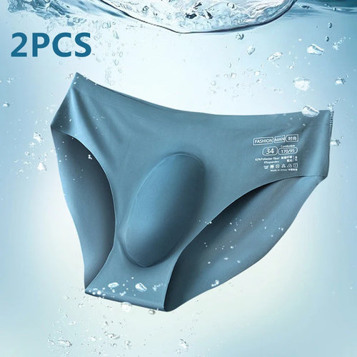 CowLost | 2pcs-men-ice-silk-seamless-briefs-summer-new-ultra-thin-panty-transparent |1