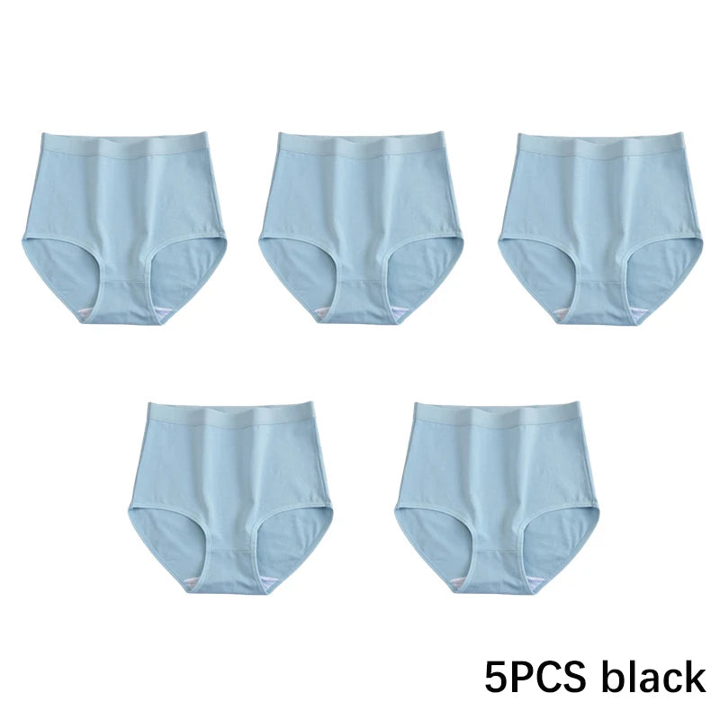 CowLost | product_id-fallsweet-5pcs-women-s-plus-size-cotton-seamless-solid-briefs |6