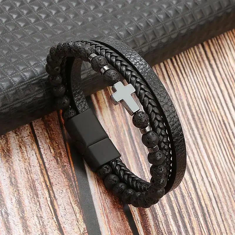CowLost | jiayiqi-leather-bracelet-punk-hip-hop-metal-charm-tiger-eye-stone-beads-multi-layer-bracelet-for-men |20