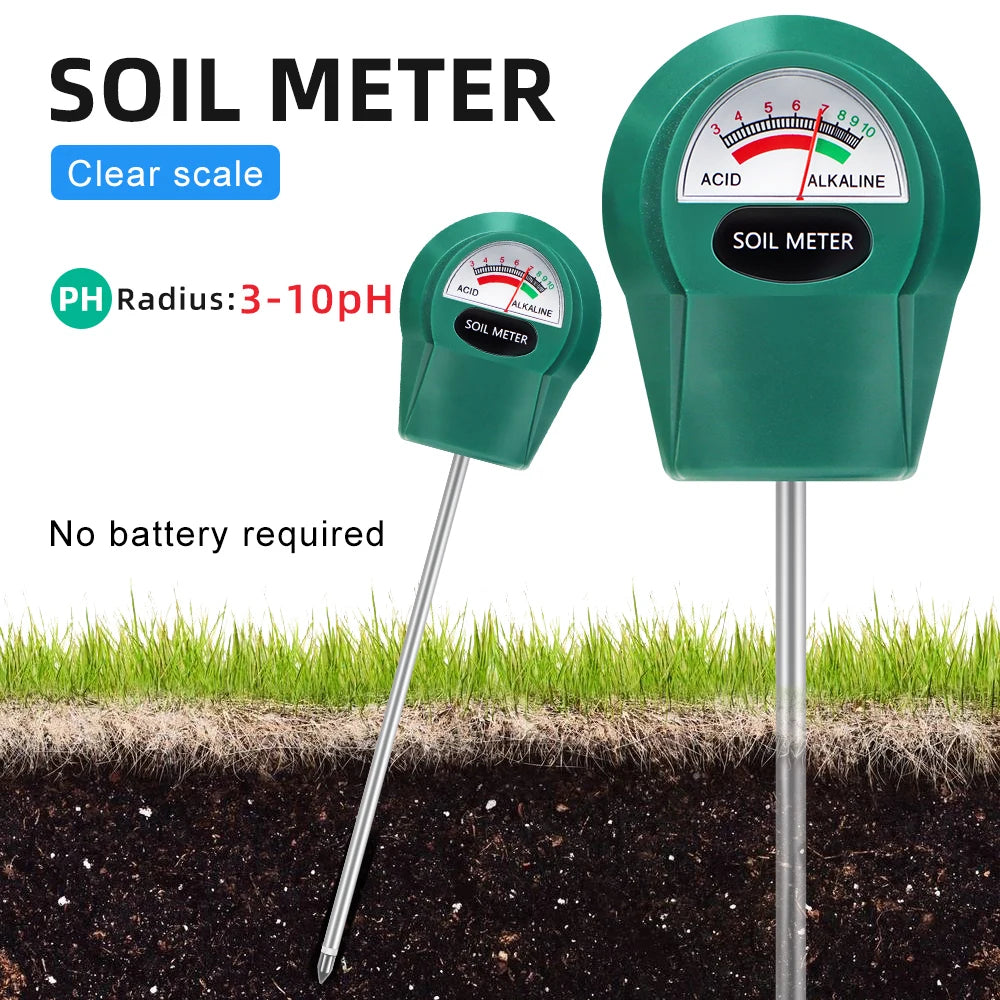 Handheld Soil PH, Moisture & Fertility Meter with Metal Probe No Batteries Needed