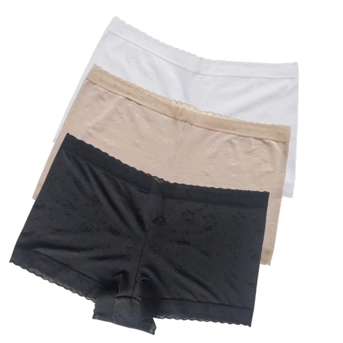 CowLost | product_id-3pcs-women-low-waist-lace-ice-silk-boyshort-panties-m-xl |16