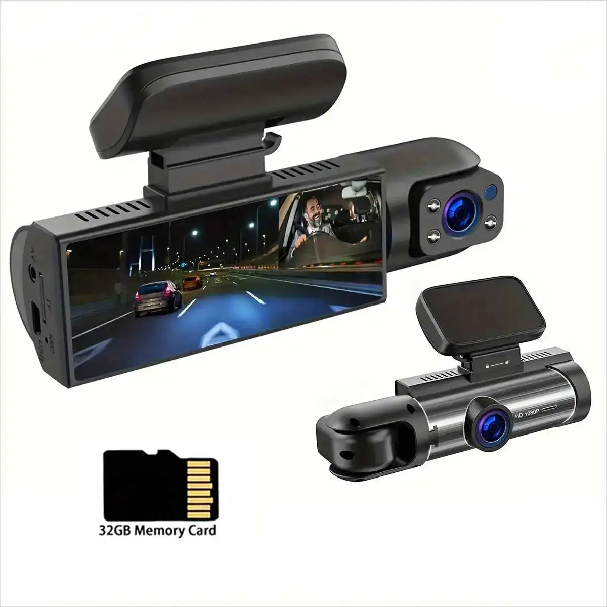 2 Lens Dash Camera WIth 32GB Memory Card 1080P