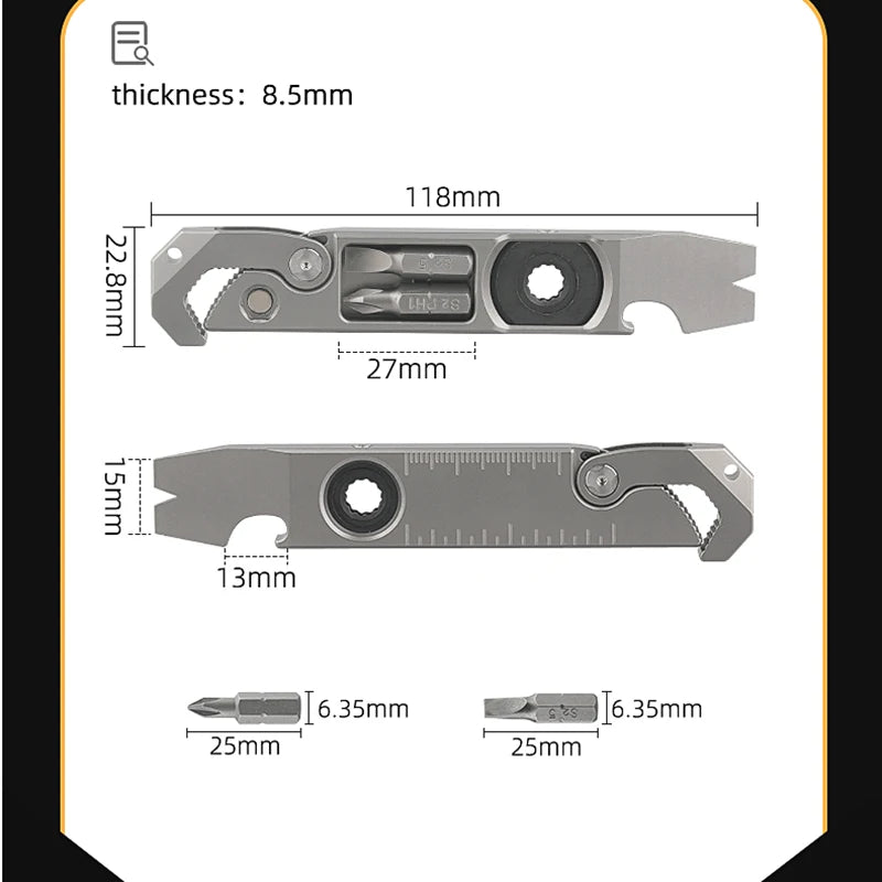 CowLost | tools-tc4-titanium-alloy-crowbar-edc-tool-set-with-screwdriver-wrench-and-eternal-pen-for-outdoor-camping-gift |5