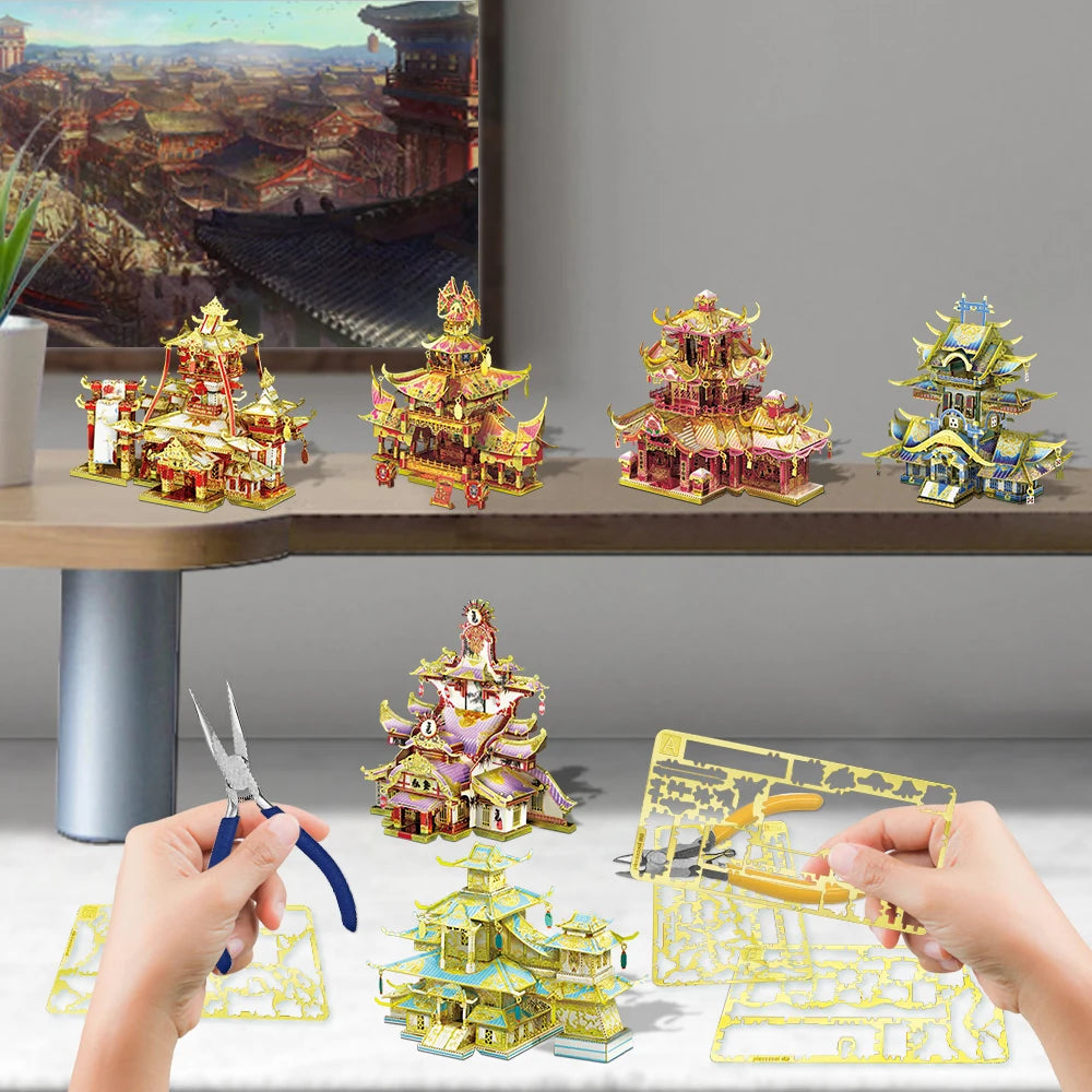 CowLost | fencing-barriers-piececool-3d-metal-puzzle-chinese-ancient-buildings-model-kit |2