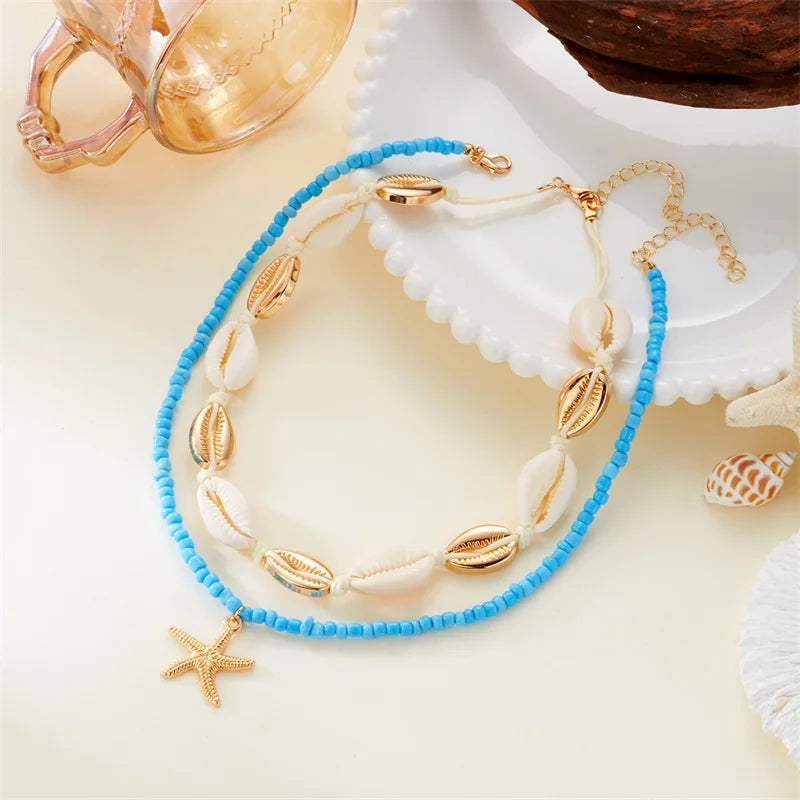 CowLost | mulitlayer-ocean-starfish-shells-pendant-necklace-for-women |6