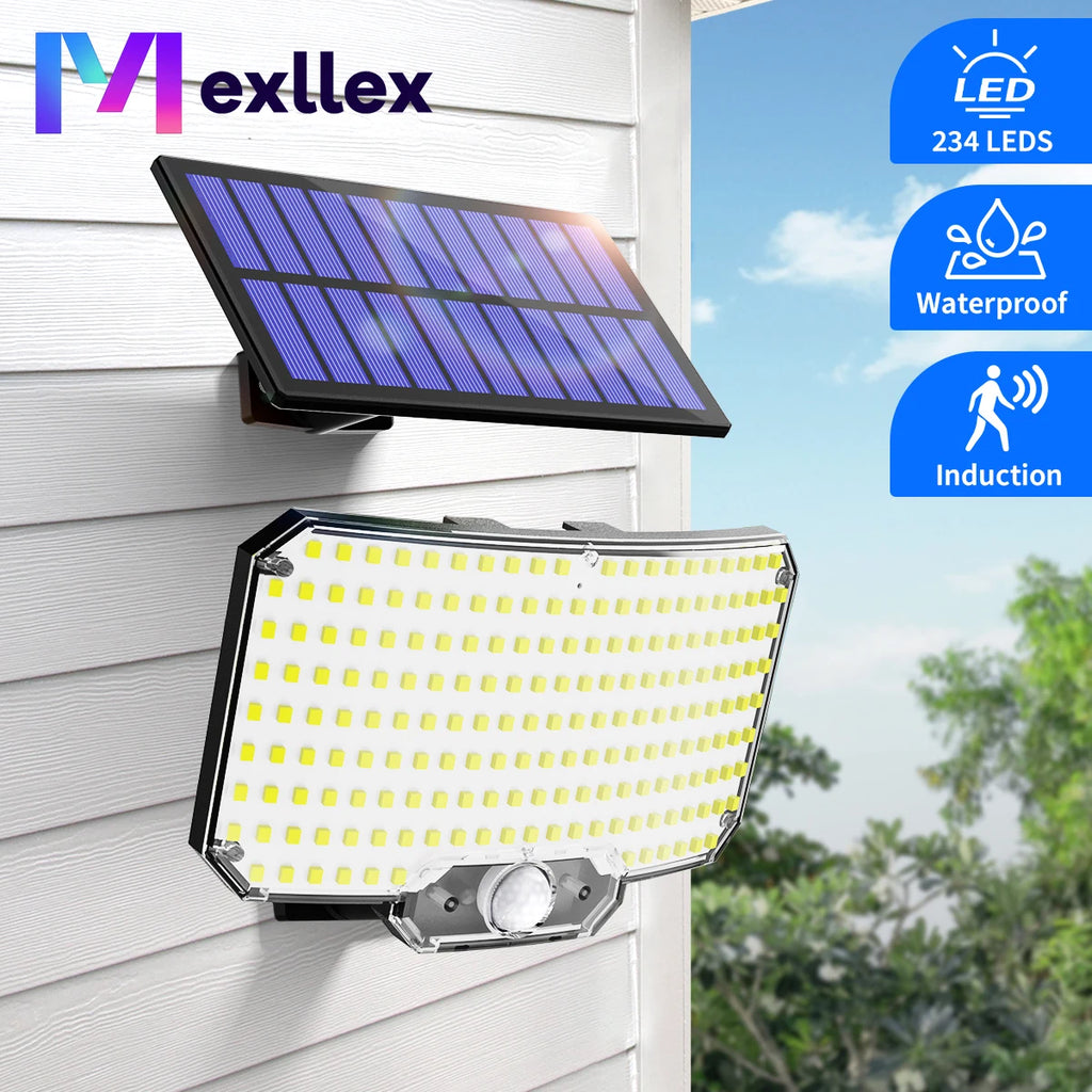 Mexllex 234 LED Solar Wall Light Outdoor with Motion Sensor, Remote, 3 Modes, 1500mAh Battery, IP65 Waterproof