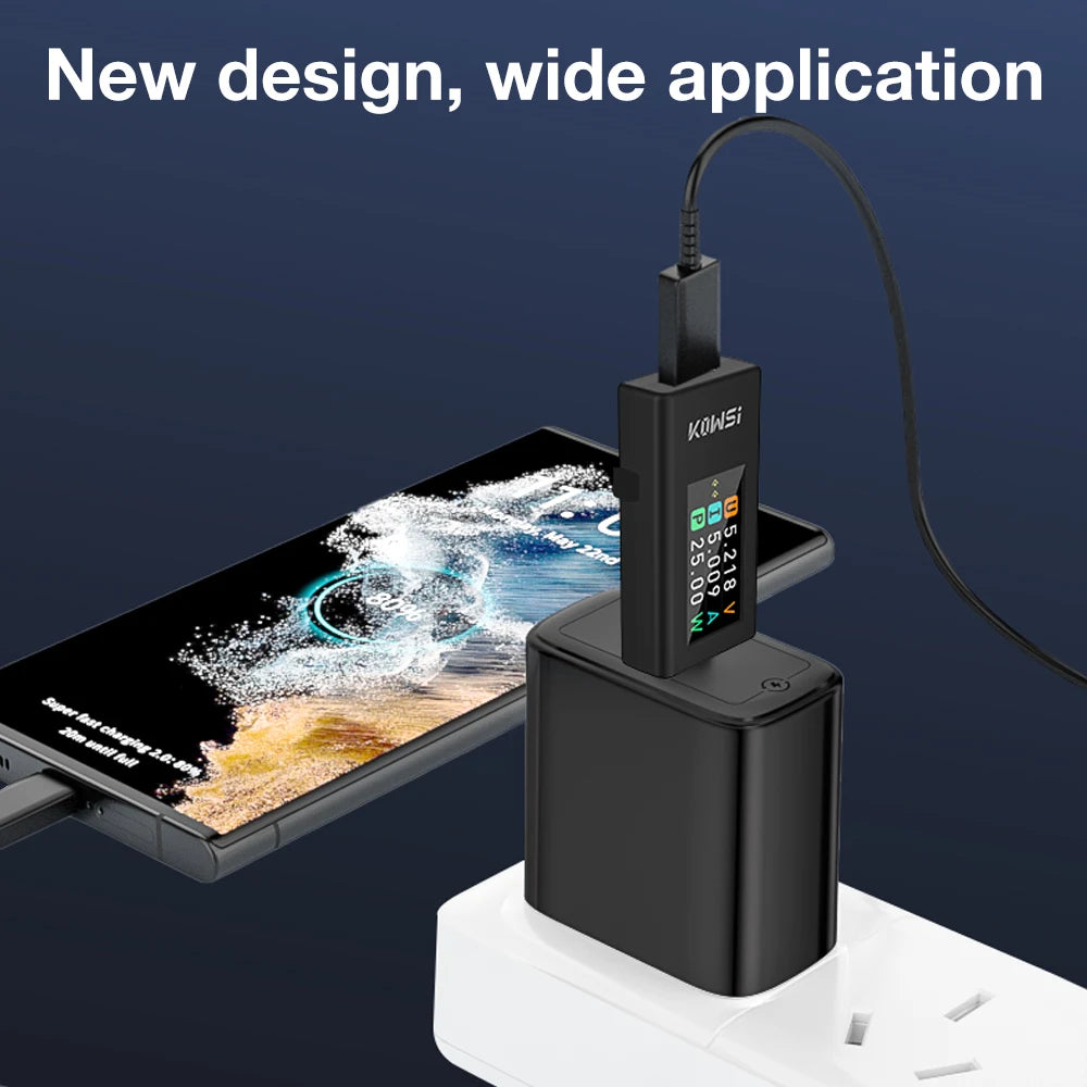 KWS-1902L Type-C Digital Voltmeter Ammeter 4-30V 0-8A Color Screen Power Bank Tester