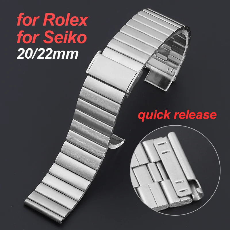 Stainless Steel Quick Release Watch Strap for Seiko, Rolex, Casio - Bamboo Knot Wristband Wholesale