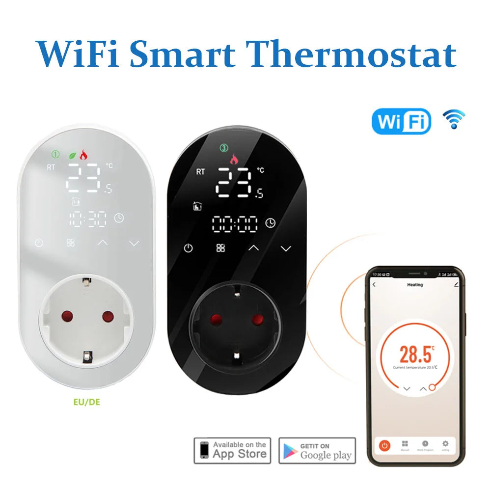 Tuya WiFi Smart Thermostat Socket 16A 220V APP Temperature Controller EU Plug