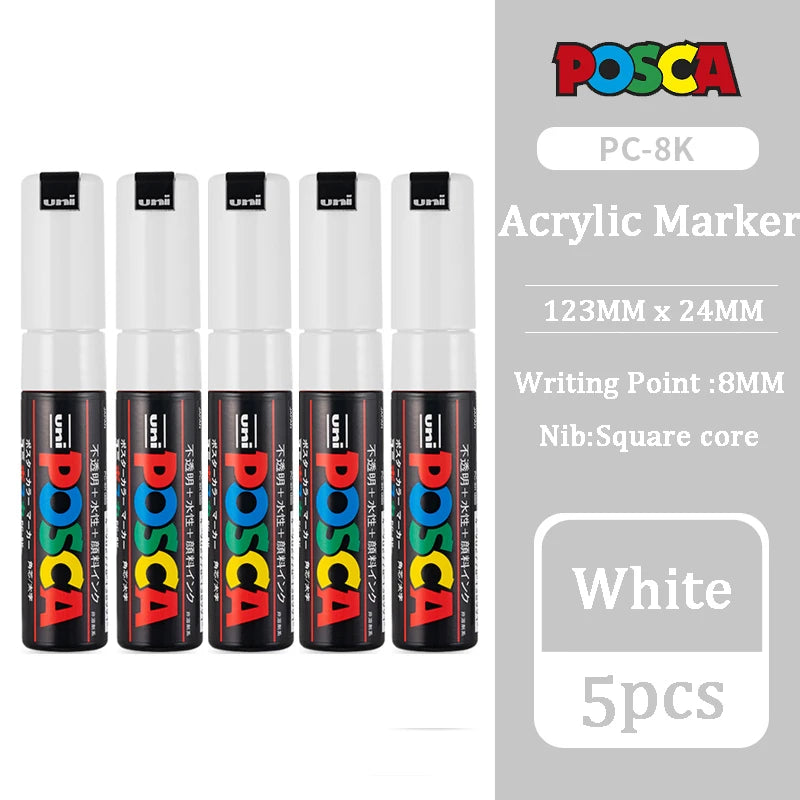 CowLost | product_id-uni-posca-waterproof-water-based-acrylic-marker-pens-8-colors-including-white-black-gold-silver |18