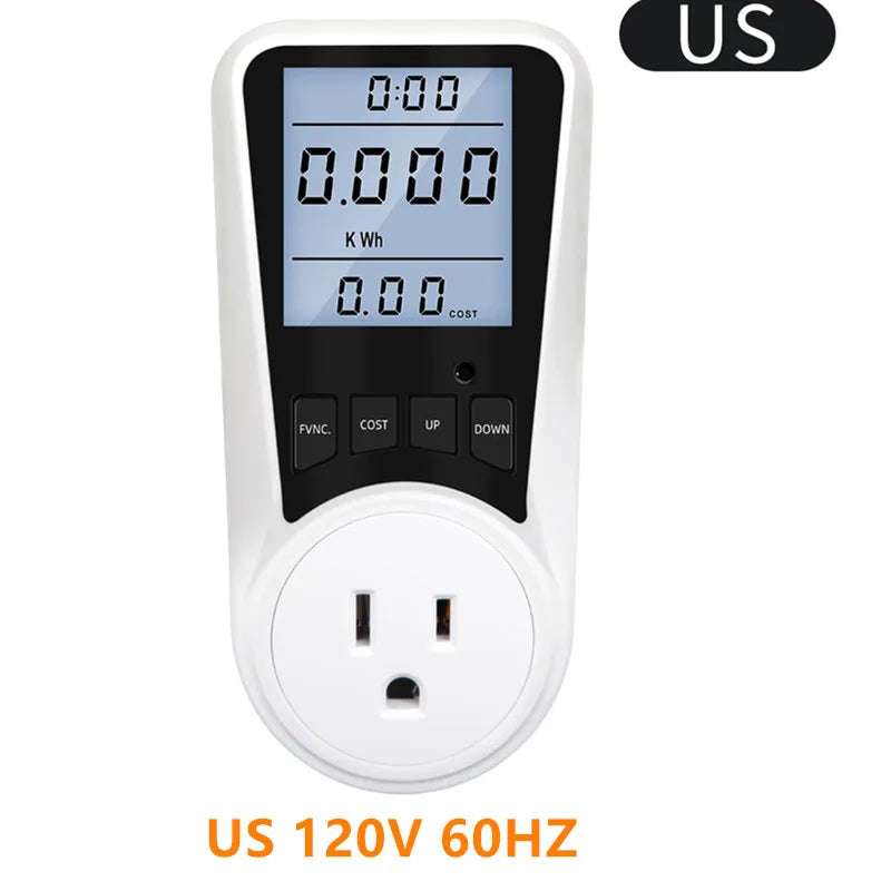 Digital AC Power Wattmeter 110V-220V Energy Consumption Meter with EU, US, UK, AU, BR, FR, IT, TH Plug Options