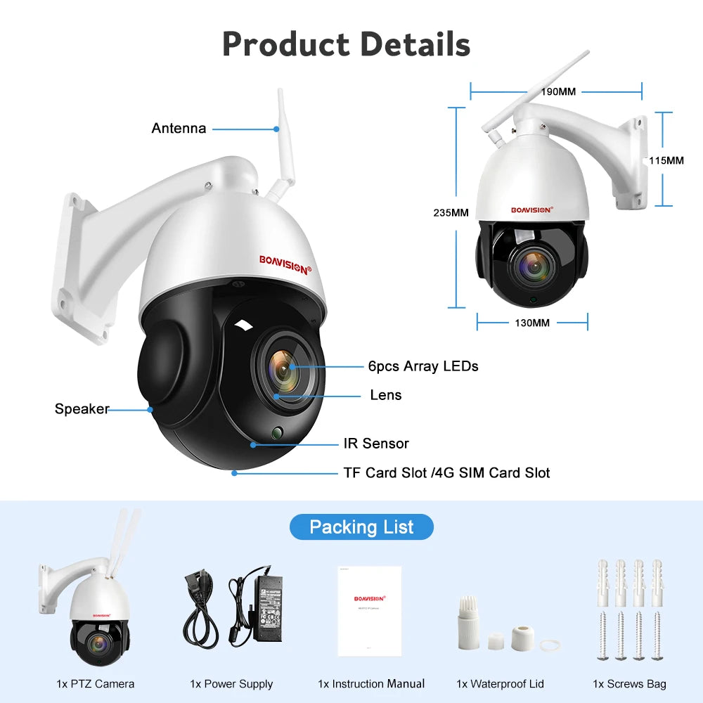 CowLost | outdoor-ip-camera-8mp-5mp-4g-sim-card-wifi-poe-ai-auto-tracking-30x-zoom-ptz-speed-dome-two-way-audio-ir-80m-surveillance-camera |17