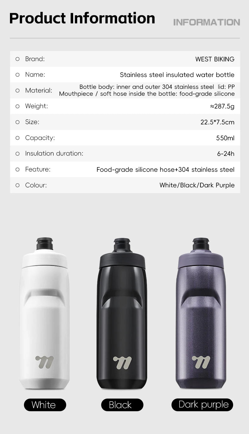 CowLost | sporting-goods-west-biking-550ml-stainless-steel-insulated-cycling-water-bottle |10
