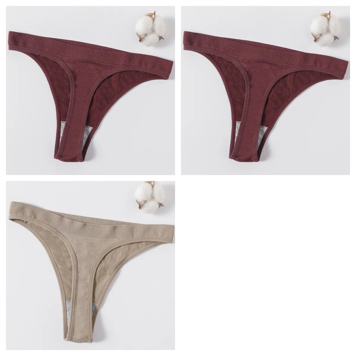 CowLost | product_id-3pcs-womens-brazilian-low-rise-ribbed-stretch-g-string-panties-m-xl-soft-comfort |48
