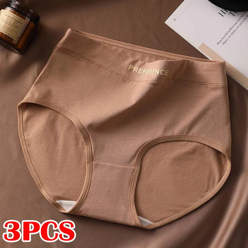 CowLost | product_id-fallsweet-3pcs-womens-large-high-waist-seamless-cotton-briefs |7