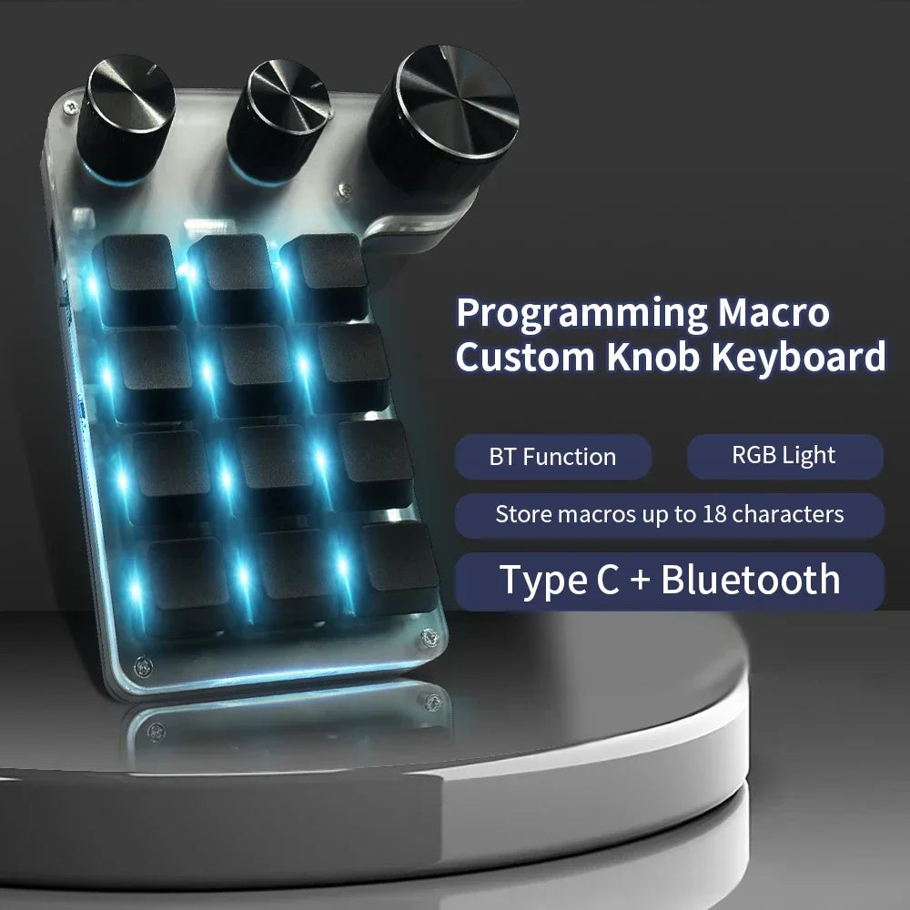 CowLost | product_id-bluetooth-mini-mechanical-macro-keyboard-12-keys-3-knobs-rgb-hot-swap-macropad |11