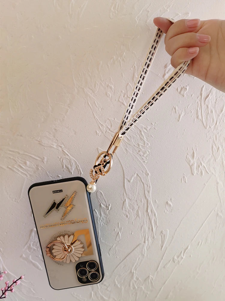 CowLost | activewear-pants-womens-short-phone-lanyard-with-woven-pearl-pendant-bracelet |5