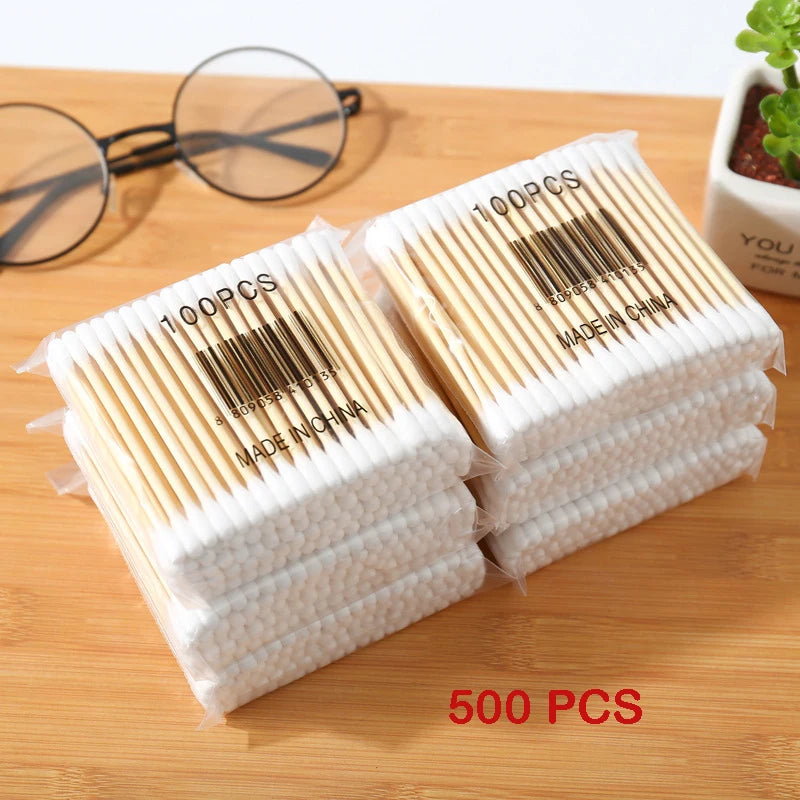 CowLost | double-head-wood-cotton-swab-women-makeup-lipstik-cotton-buds |1