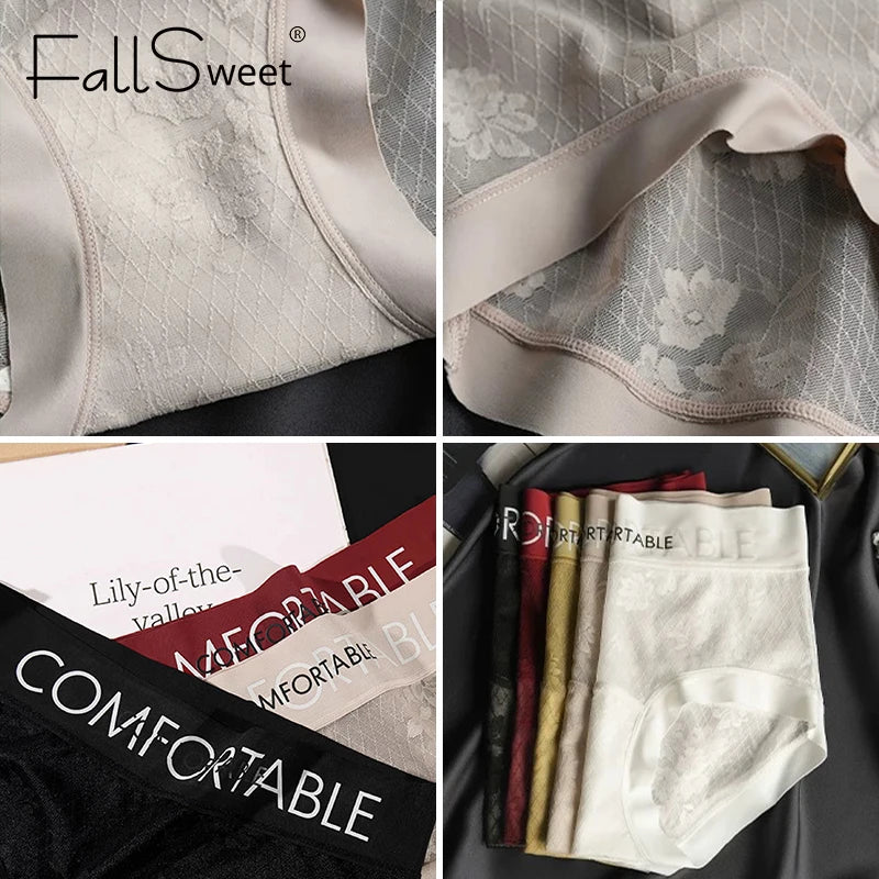 CowLost | product_id-fallsweet-5-pack-plus-size-women-s-floral-lace-seamless-briefs-with-letter-embroidery |2