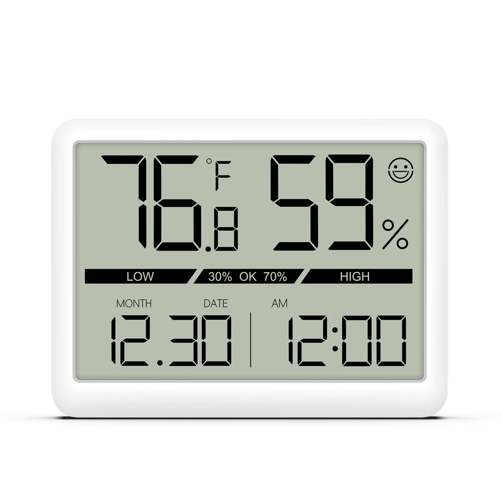 ORIA Indoor Digital Humidity Meter Thermometer with LCD Clock and Large Display