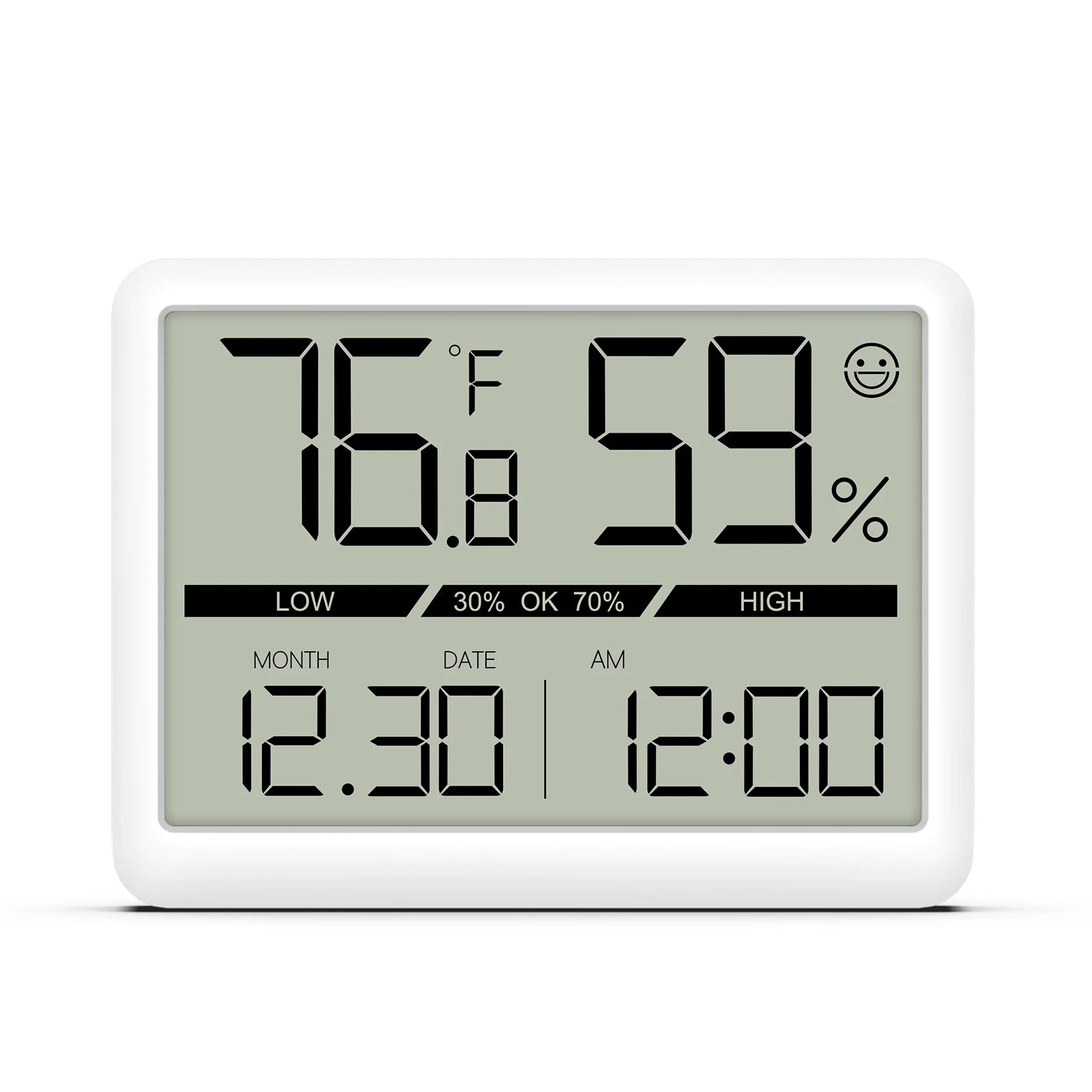ORIA Indoor Digital Humidity Meter Thermometer with LCD Clock and Large Display